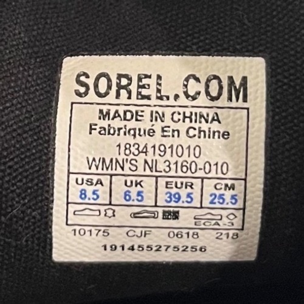 Sorel Lolla Cut-Out Black Leather Ankle Boots Women Stacked Heel Booties SZ 8.5 - Picture 10 of 10